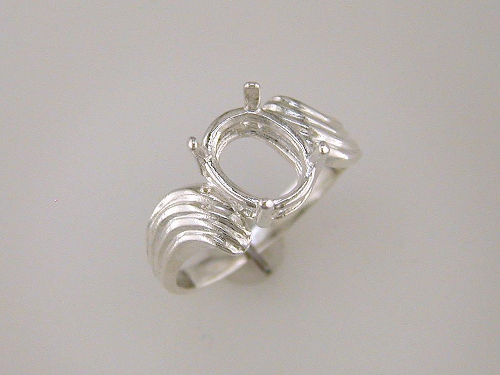 10 x 8 mm Oval Swirl Ring Setting Sterling Silver