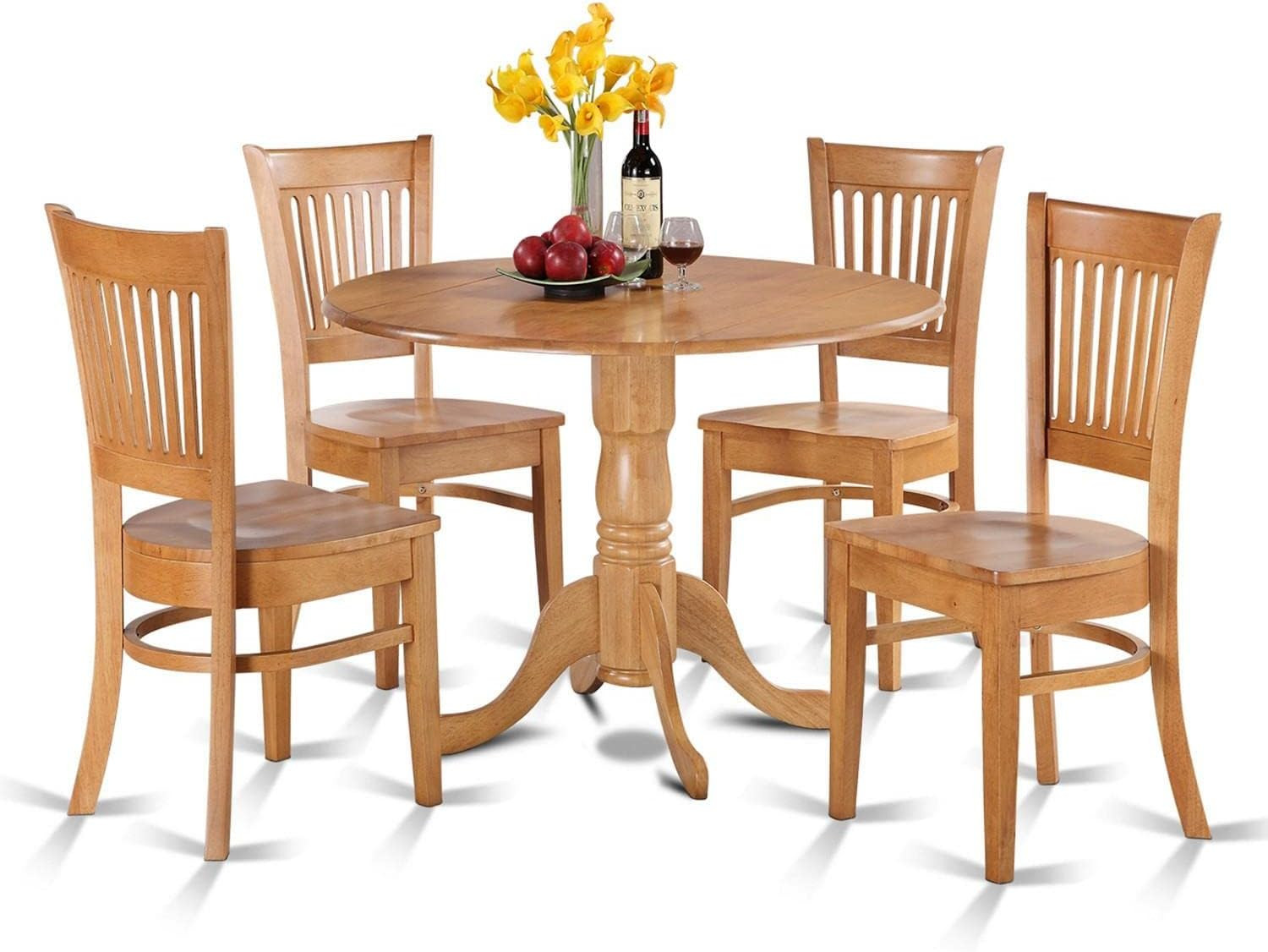DLVA5-OAK-W 5 Piece Modern Dining Table Set Includes a round Wooden Table with D