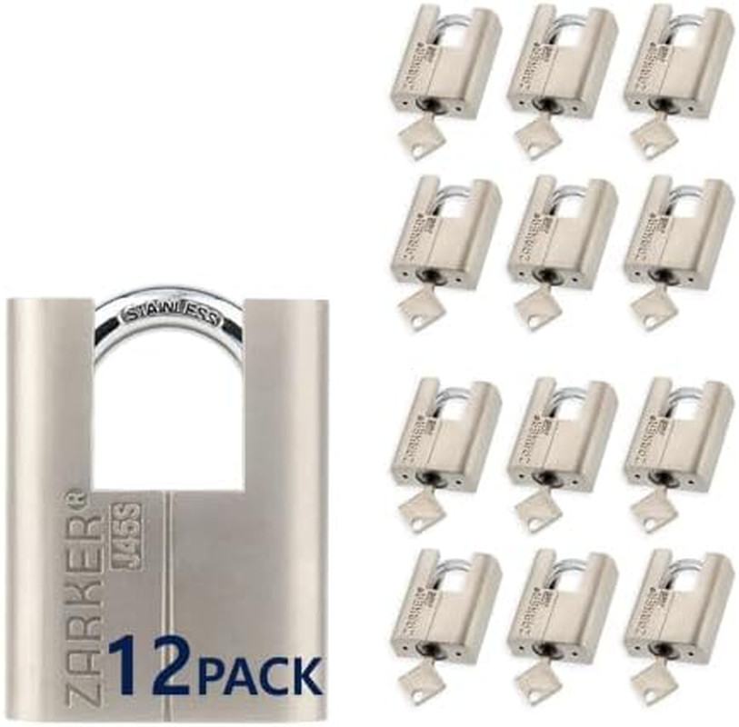 Heavy Duty Keyed Alike Padlocks, 12-Pack, Waterproof, Rustproof, 36 Keys