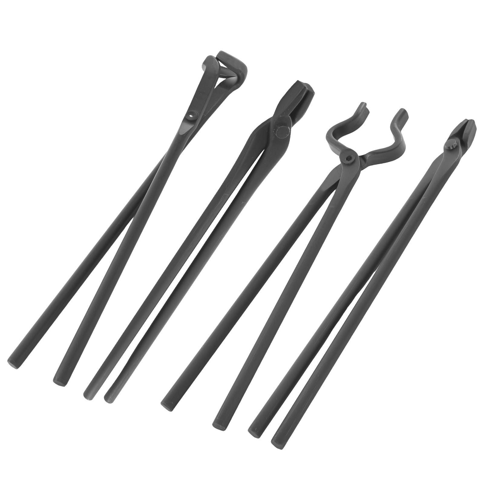 Blacksmith Carbon Steel Tongs 4pcs Flat V Bit Blade Wolf Jaw Forging Tool Set