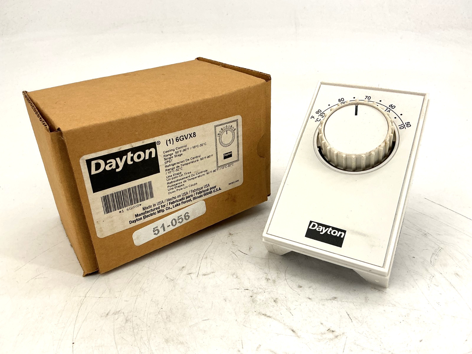 New Dayton 6GVX8 Thermostat Cooling Control 50°-90°F On/Off 277VAC Single Stage