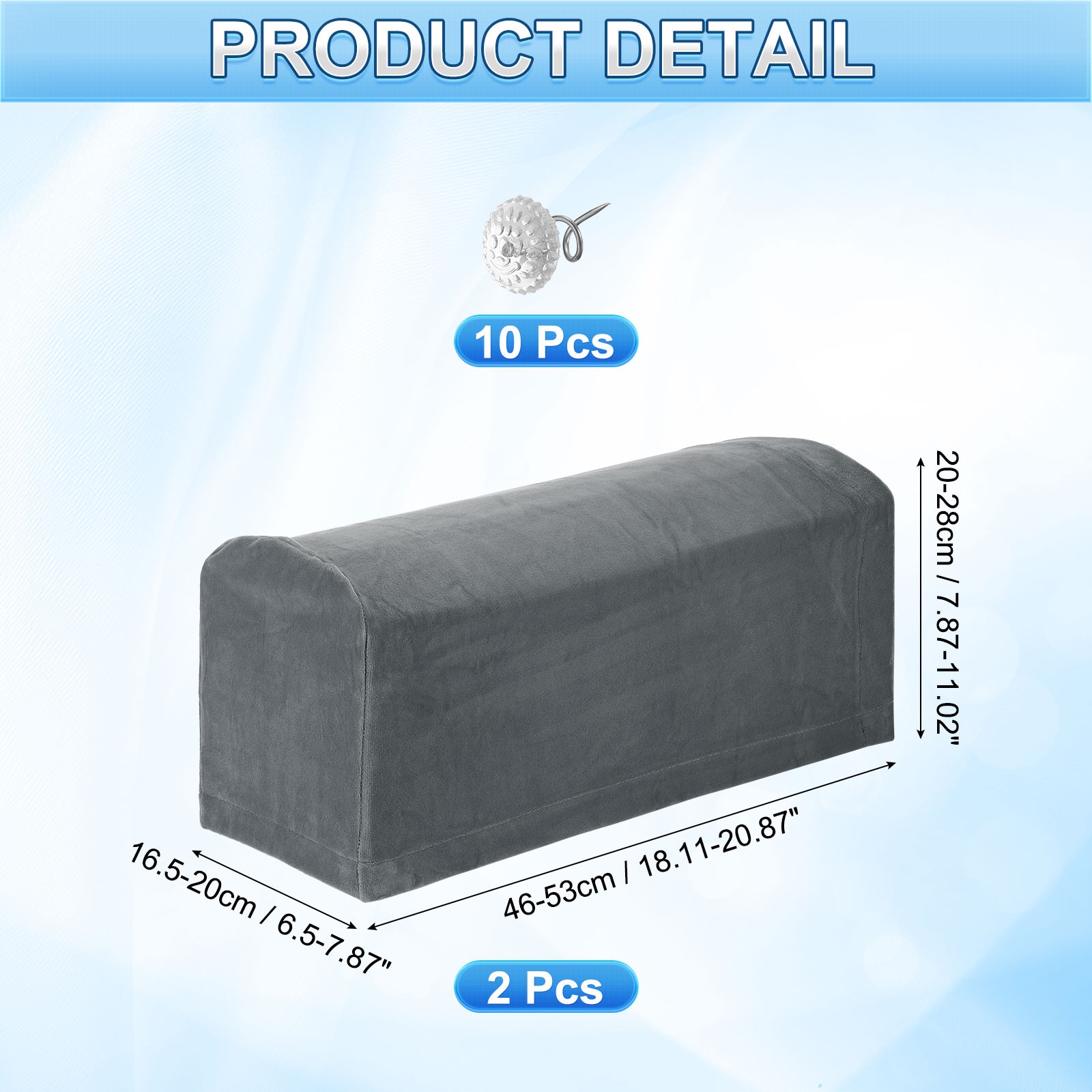 2Pcs Stretch Armrest Covers, Polyester Armchair Slipcovers, Deep Grey