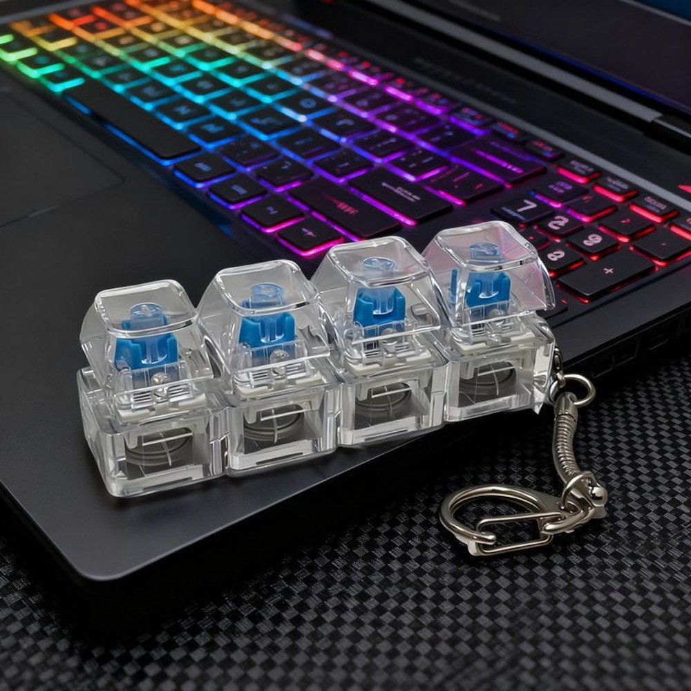 4 keys Mechanical Keyboard Keychain Fidget Toy Stress Relief for Adults