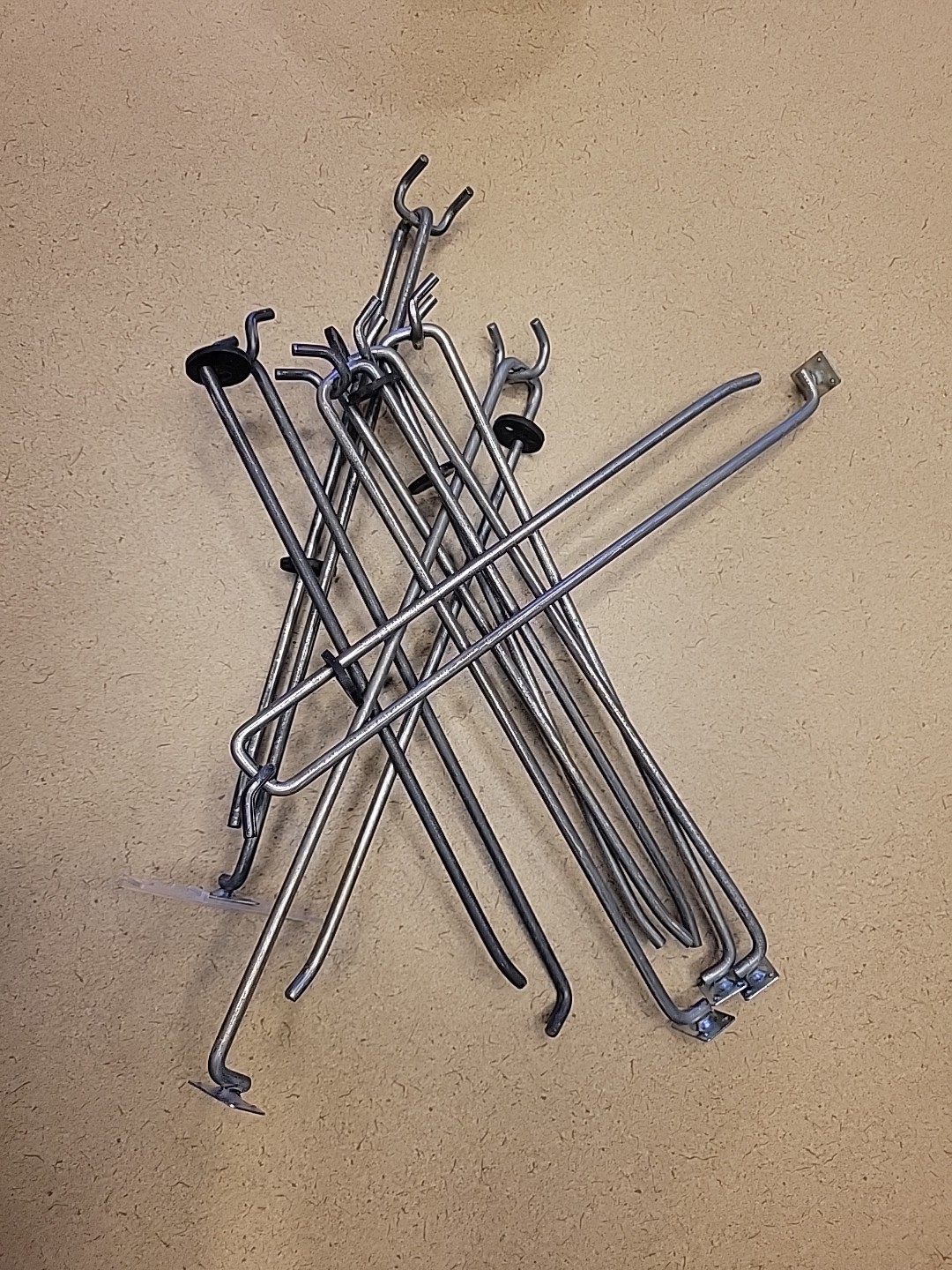 50pc 12 1/2" x 1/4" PEG BOARD HOOKS Retail with price tag provision, used