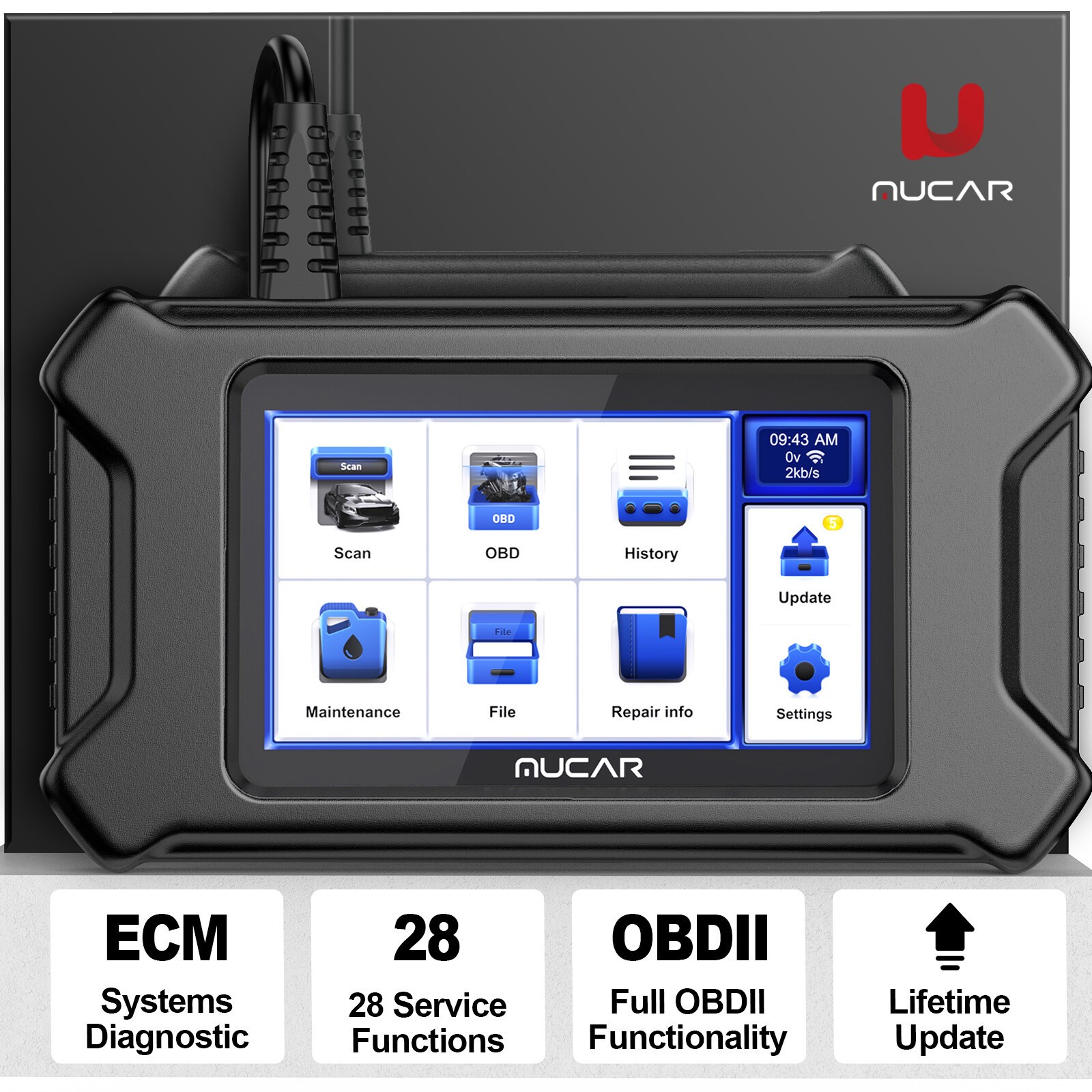 USED MUCAR CS90 Check Engine Fault Diagnostic Code Reader 28 Reset OBD2 Scanner