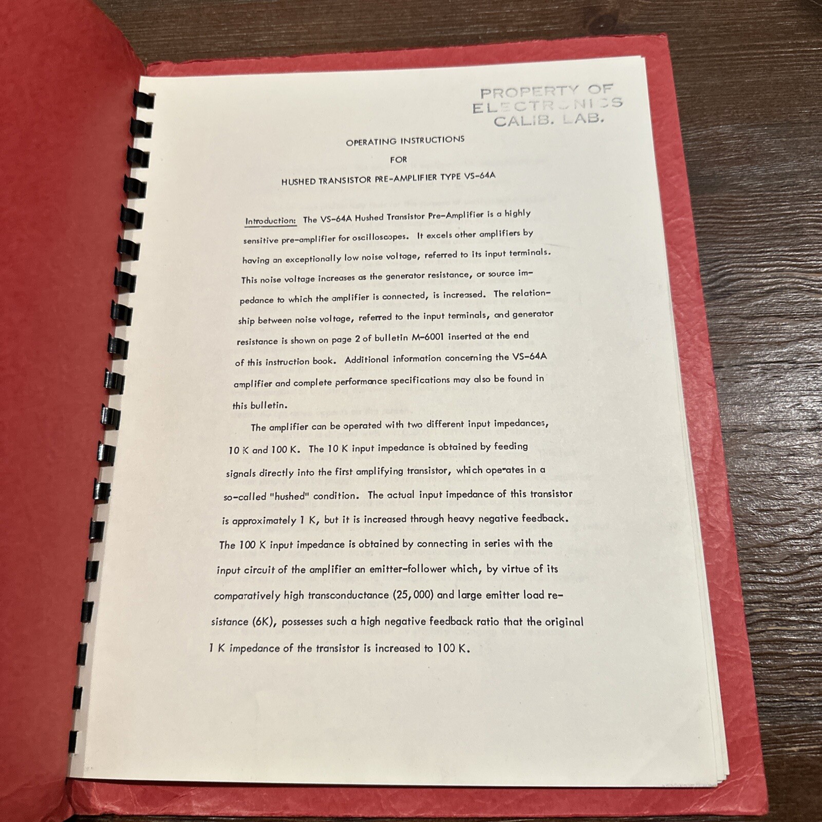 Millivac Model VS-64A Hushed Transistor Pre-Amplifier Operating Instructions