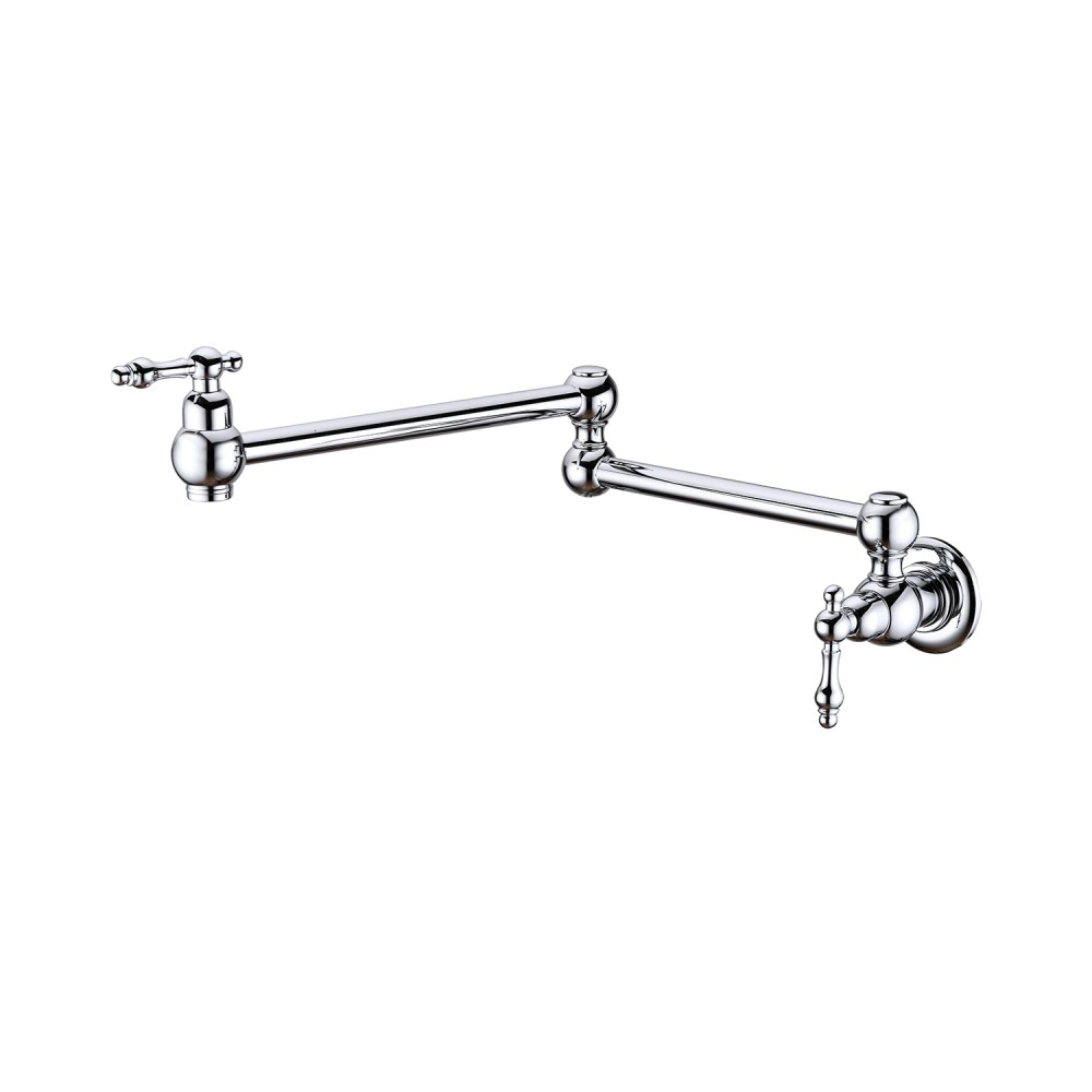 Wall Mount Folding Kitchen Pot Filler Faucet Single Handle Swing Arm Brass