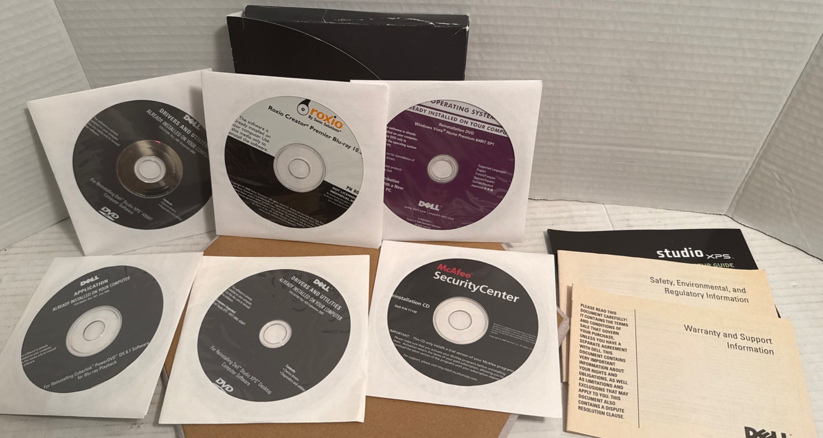 Dell Studio XPS Restore Setup Guide with Drivers and Utilities 2008 Roxio McAfee