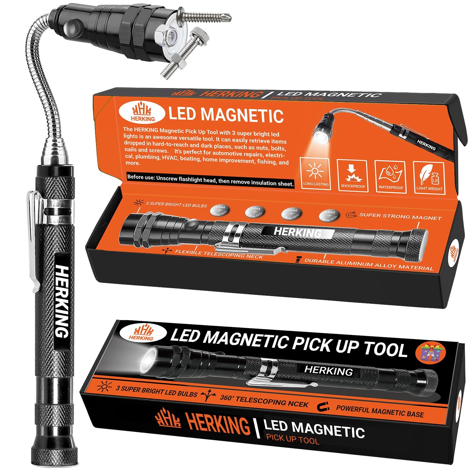 Magnetic Pickup Tool with 3 LED Lights-Birthday Gifts for Men Telescoping...