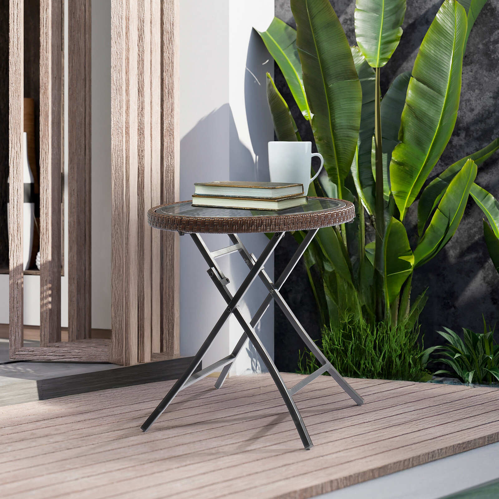 18"/19" Small Patio Side Table Round Coffee Table Foldable Sofa Side Table,New