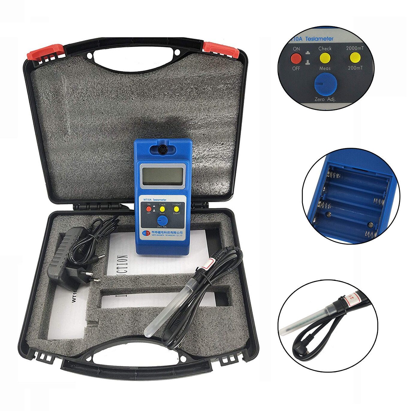 Tesla Meter Gauss Meter Surface Magnetic Field Tester Metal Probe Fluxmeter