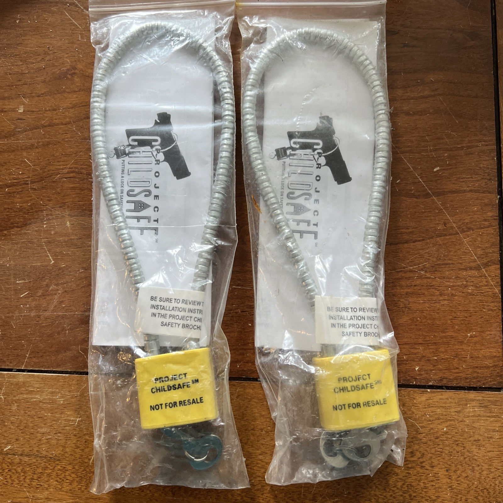 (2) Cable Gun Locks - All keyed alike - 9" Length Project Child Safe - Rifle