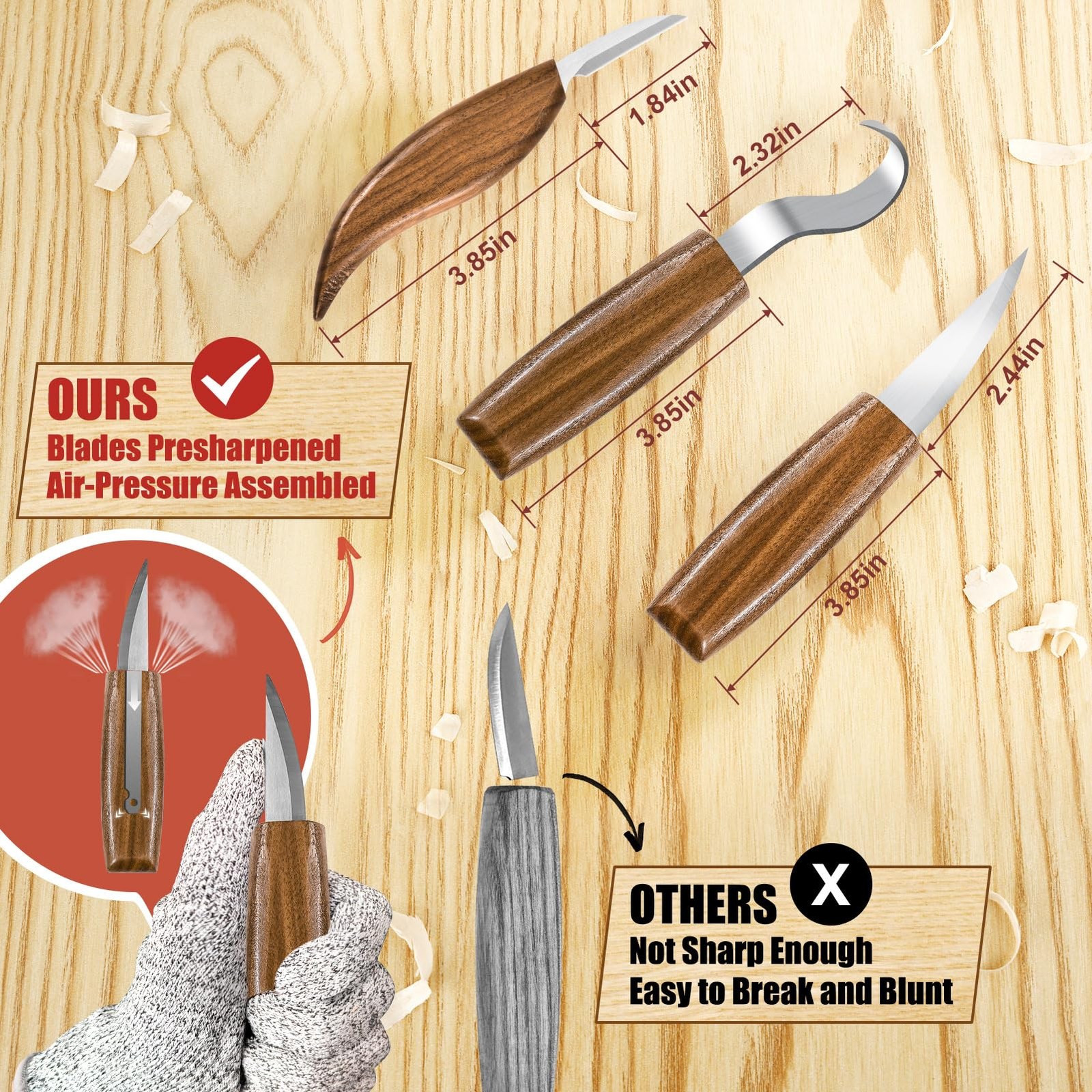 Wood Carving Kit, Whittling Kit for Beginners 17PCS Tools 17 pcs