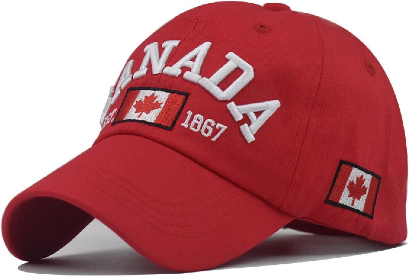 CANADA Red Baseball Cap, ADJUSTABLE Buckle Hat, Men, Women, Canadian, COTTON