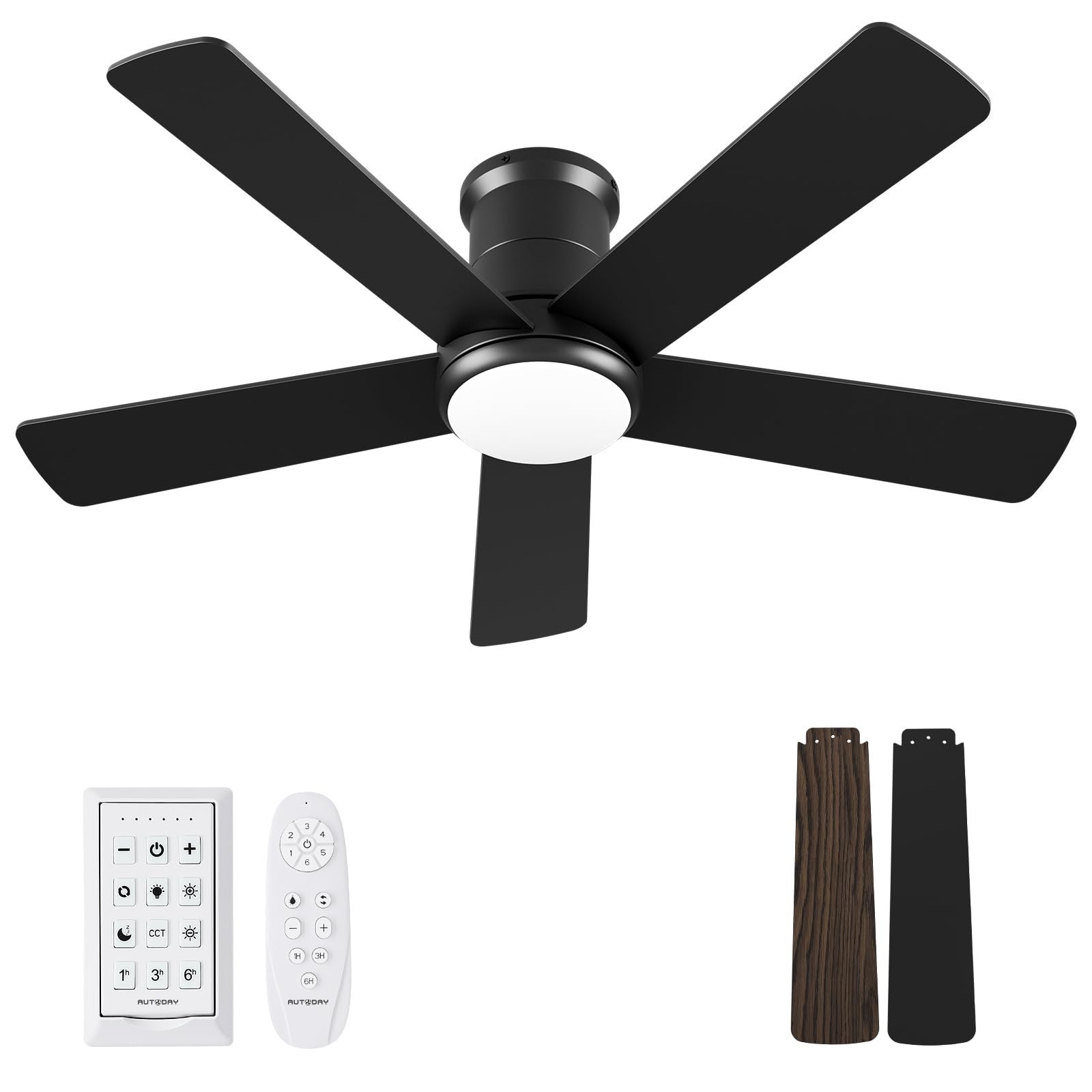 42 Inch Ceiling Fans with Lights and Remote - Black Ceiling Fan with Light Lo...