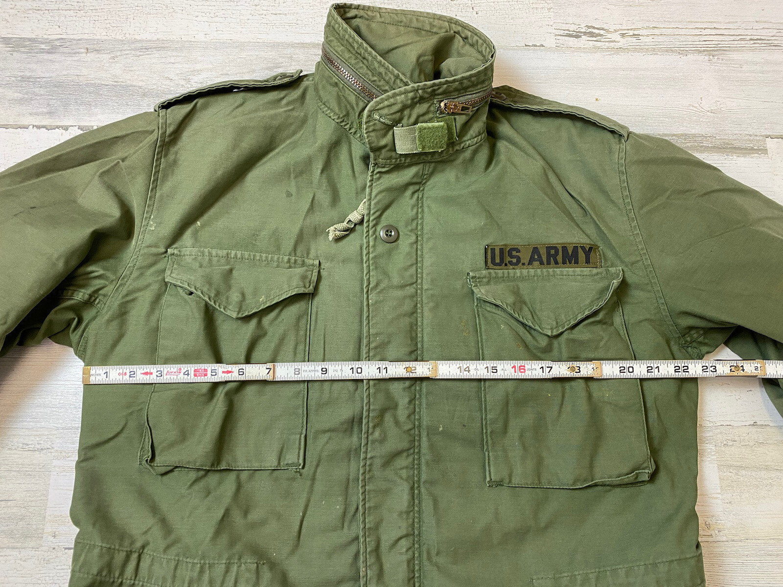 Vintage Olive Green Cold Weather Field Coat Medium Long OG-107 - Distressed Read