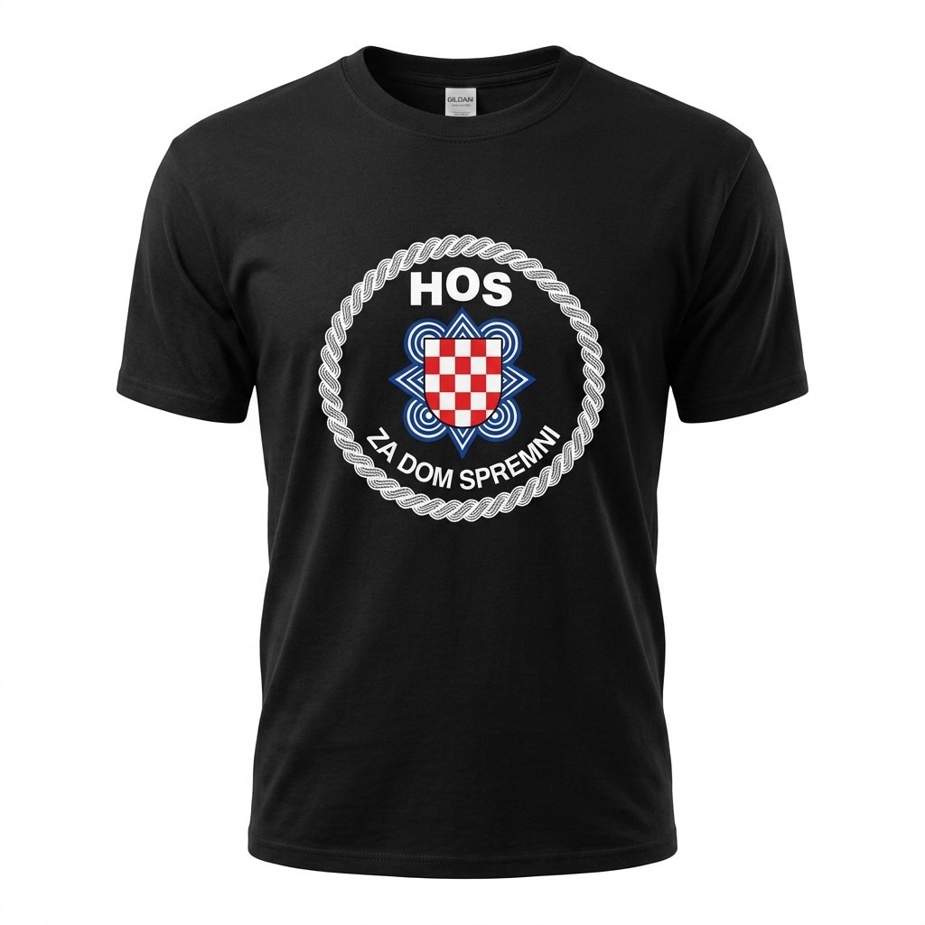 CROATIA HRVATSKA - HOS Za Dom Spremni T-Shirt in Black