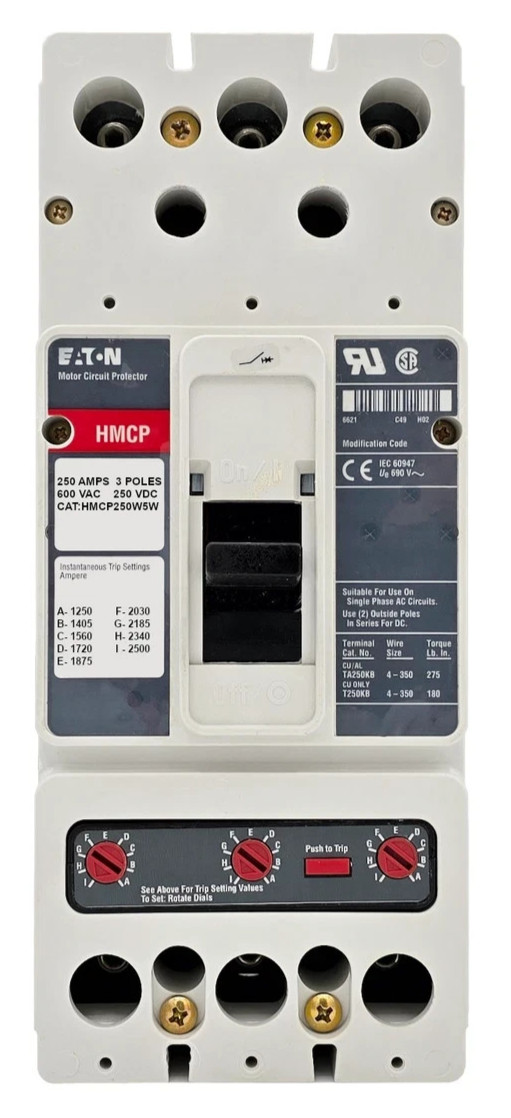 USED EATON HMCP250W5W molded case circuit breaker accessory motor protection