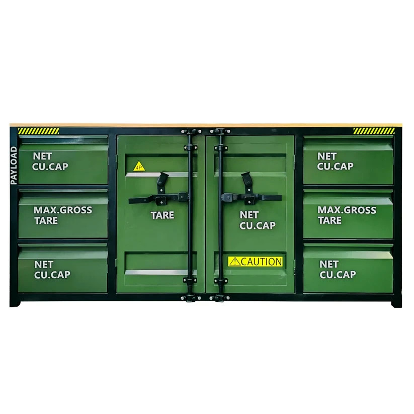 6.5 FT Pro Duty Steel 6 Drawer & 2 Cabinet Tool Cabinet All-in-One Workstation