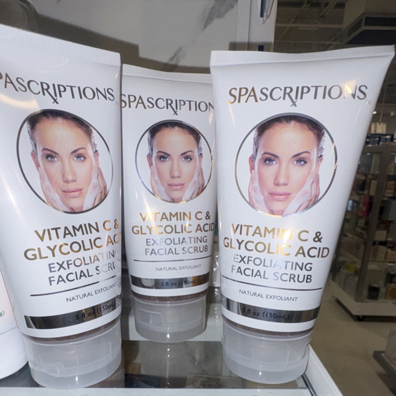 Spascriptions Vitamin C Glycolic Acid Exfoliating Facial Scrub Natural5floz(3Pck