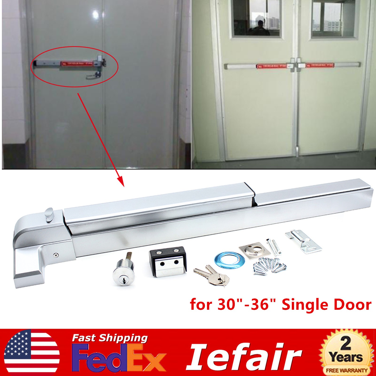 Door Push Bar Exit Panic Device lock Emergency Hardware Latches Commercial Grade