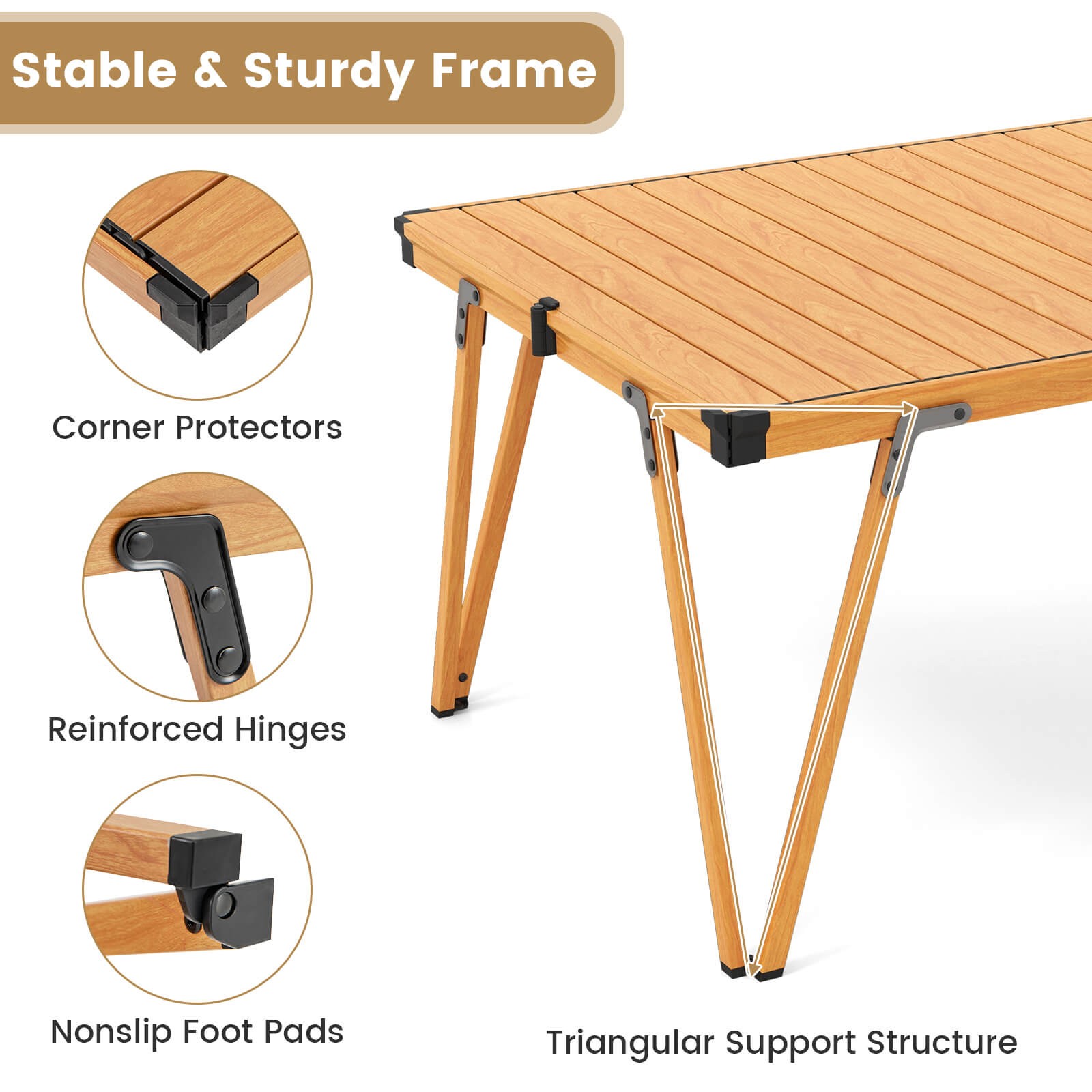 Folding Camping Table w/ Storage Bag and Waterproof Desktop Aluminum Structure