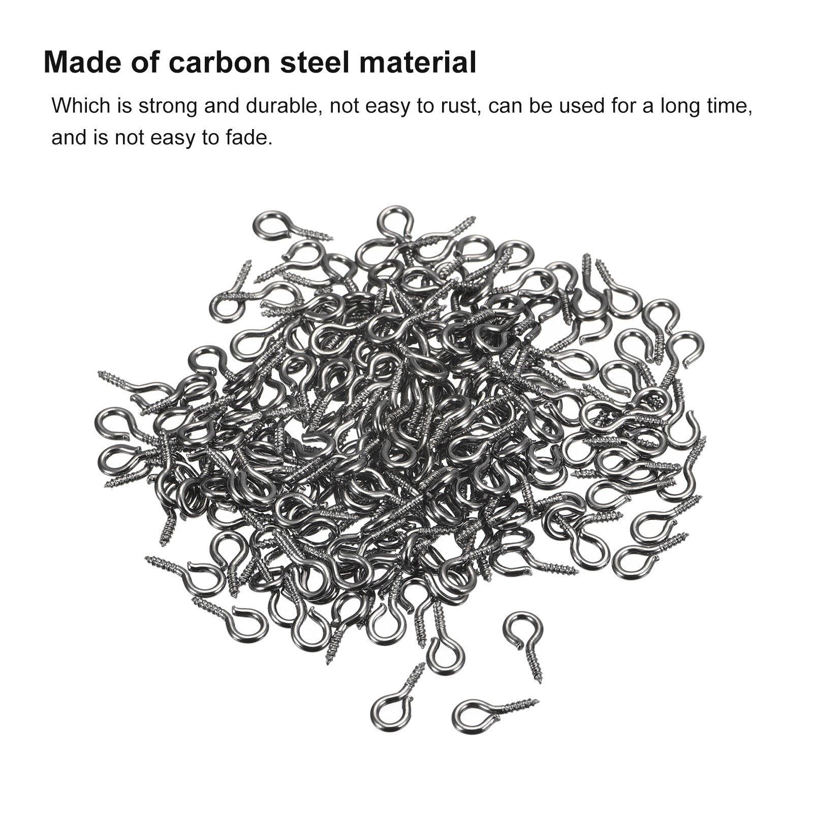 200Pcs Small Screw Eye Hooks Mini Eyelets Screws, 4x8x1mm, Dark Gray