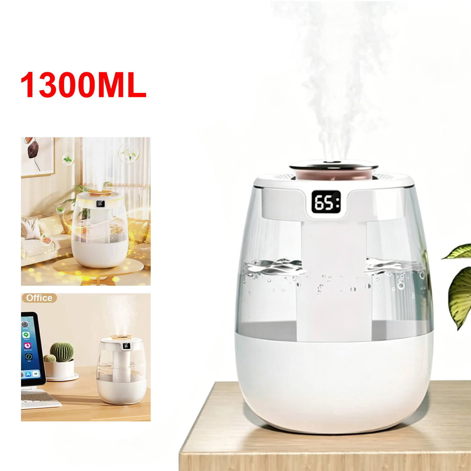 1.3L Humidifiers Ultrasonic Cool Mist LED Humidifier Top Fill For Bedroom Indoor