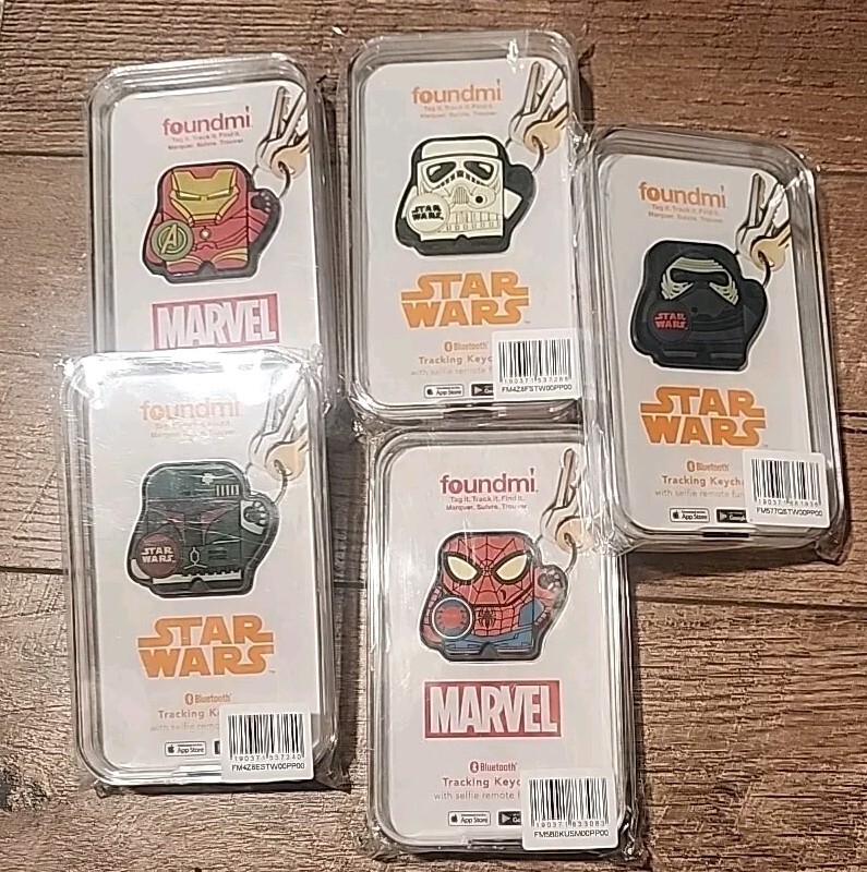 Foundmi 2.0 Bluetooth Tracking  Remote Star Wars/Marvel Keychains- New- 2/$10
