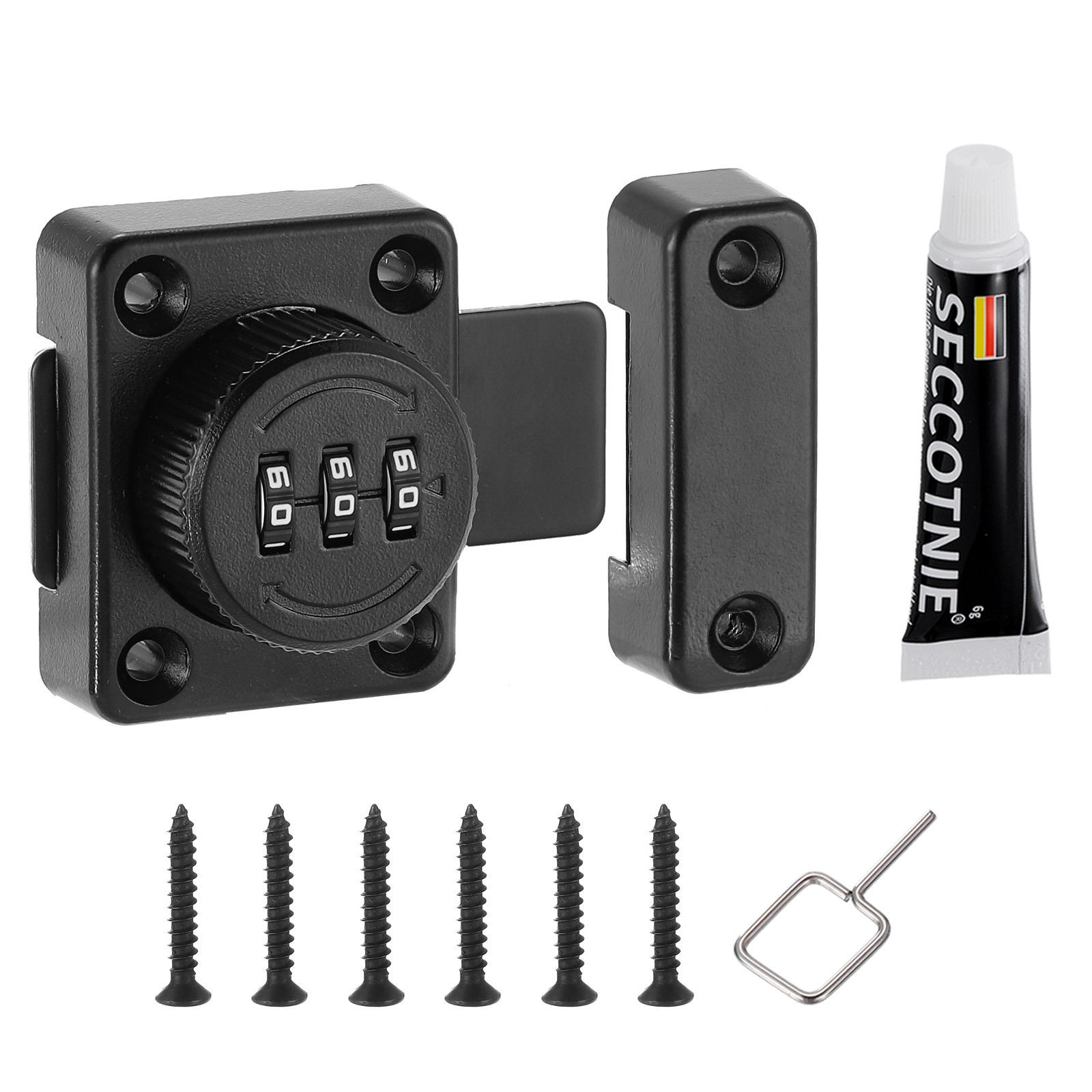 Cabinet Password Latch Combination Lock Safety Lock with Glue Black