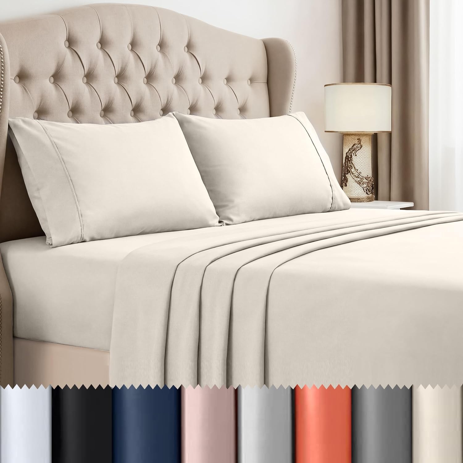 Beddora Queen Sheets Set – 4 Piece Soft & Cooling Queen Bed Sheets Set – Deep
