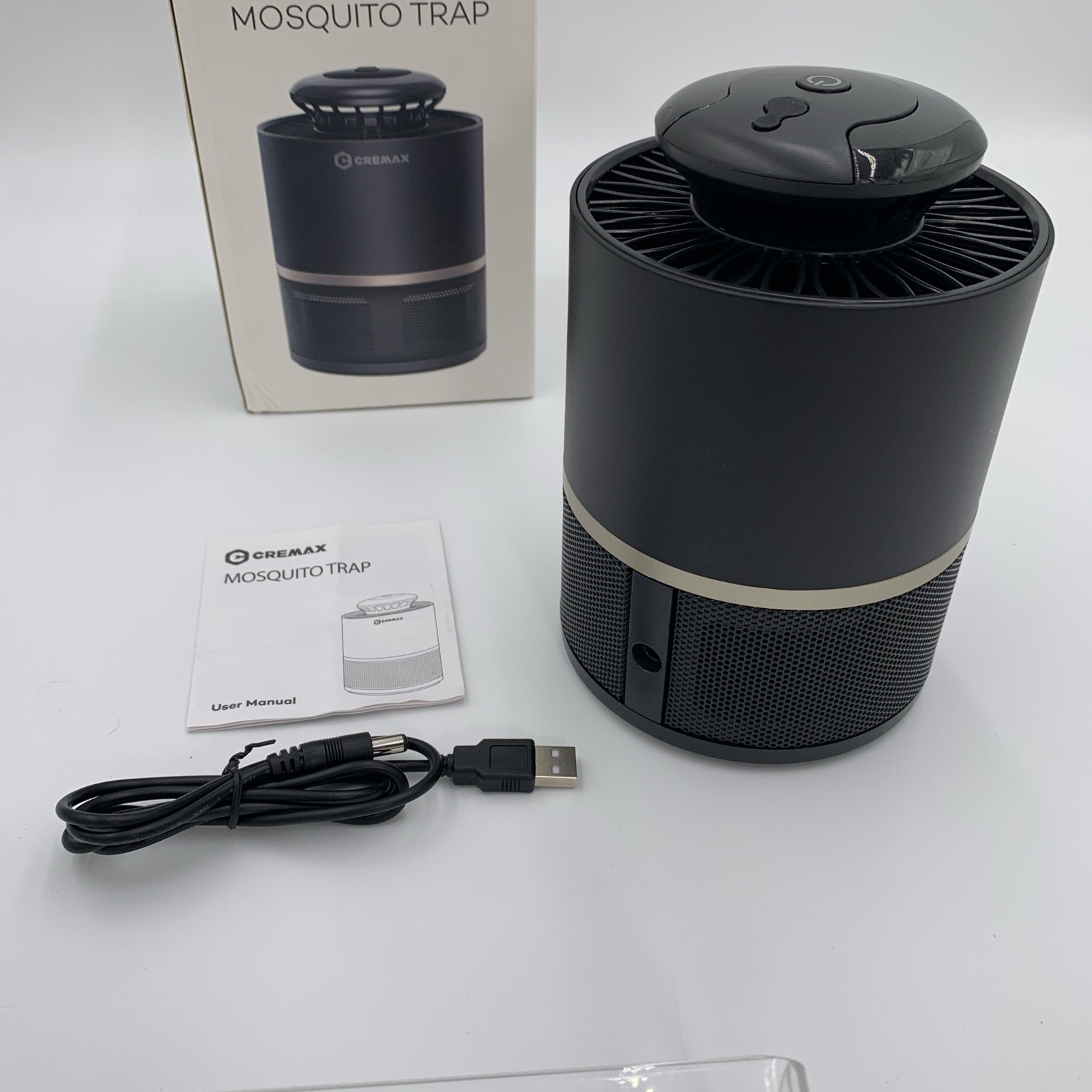 Cremax Mosquito Fly Trap Indoor USB Powered UV Lamp With Smart Sensor Black New
