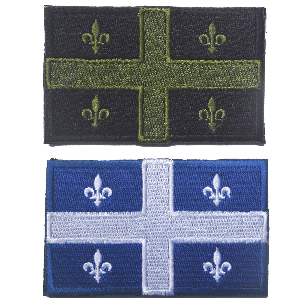 2 PCS QUEBEC PROVINCES FLAG CANADA STATES FLAG TACTICAL HOOK PATCH BLUE GREEN