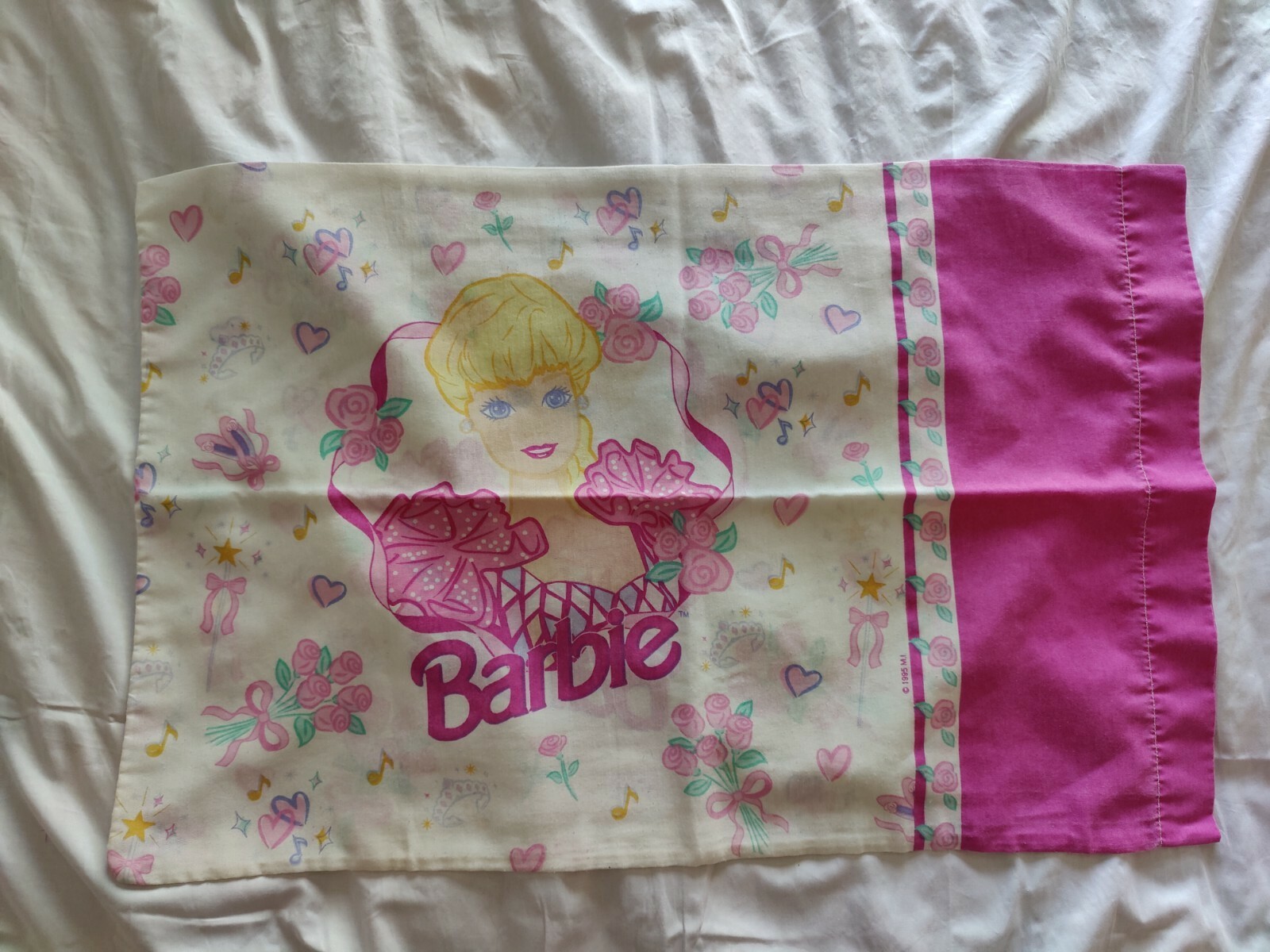 Vintage Barbie Pillowcase 1995 White