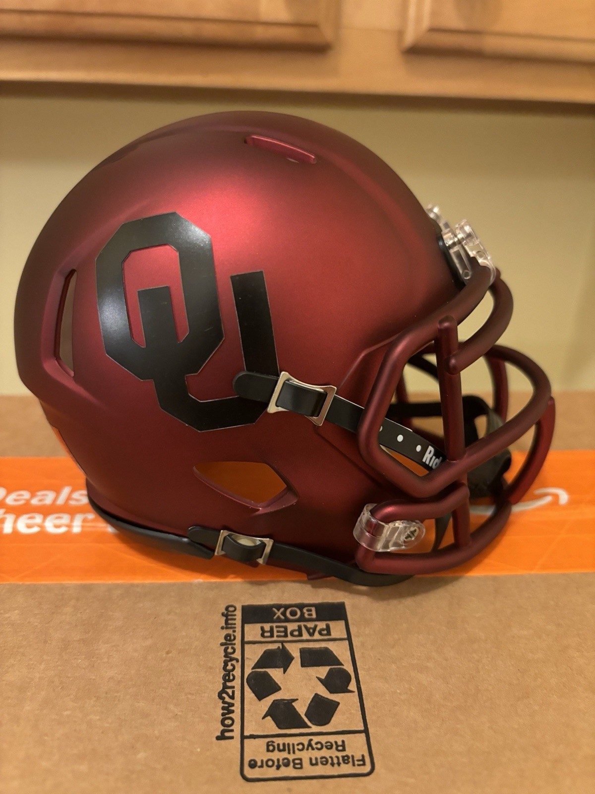 Oklahoma Sooners Anodized Maroon & Black Custom Mini Football Helmet