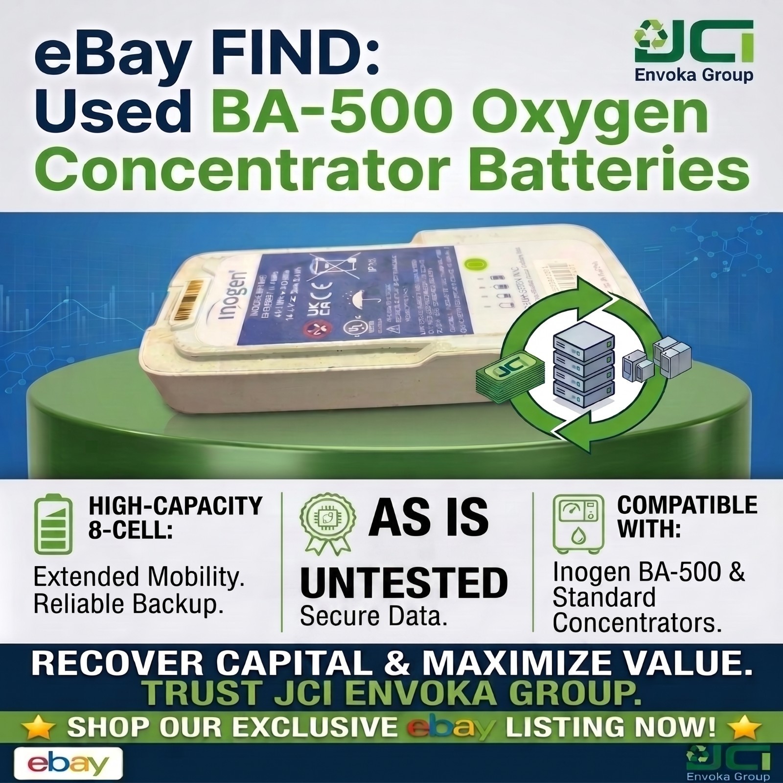 11 xBA-500 standard 8-cell lithium-ion battery bulk lot untested
