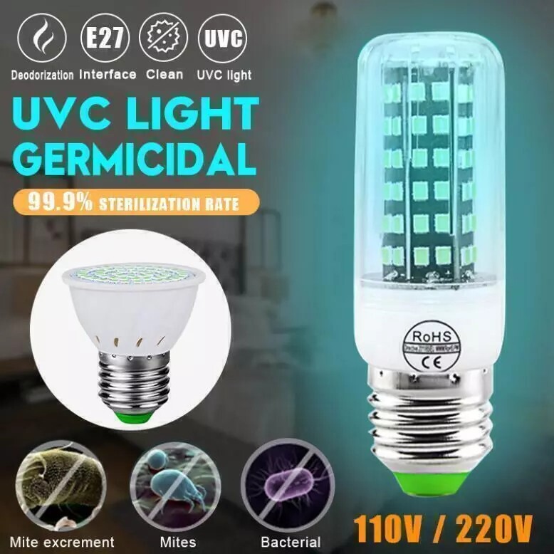 E27 2835 SMD LED Sterilize 250nm UV-C Light Germicidal UV Bulb Lamp Disinfection