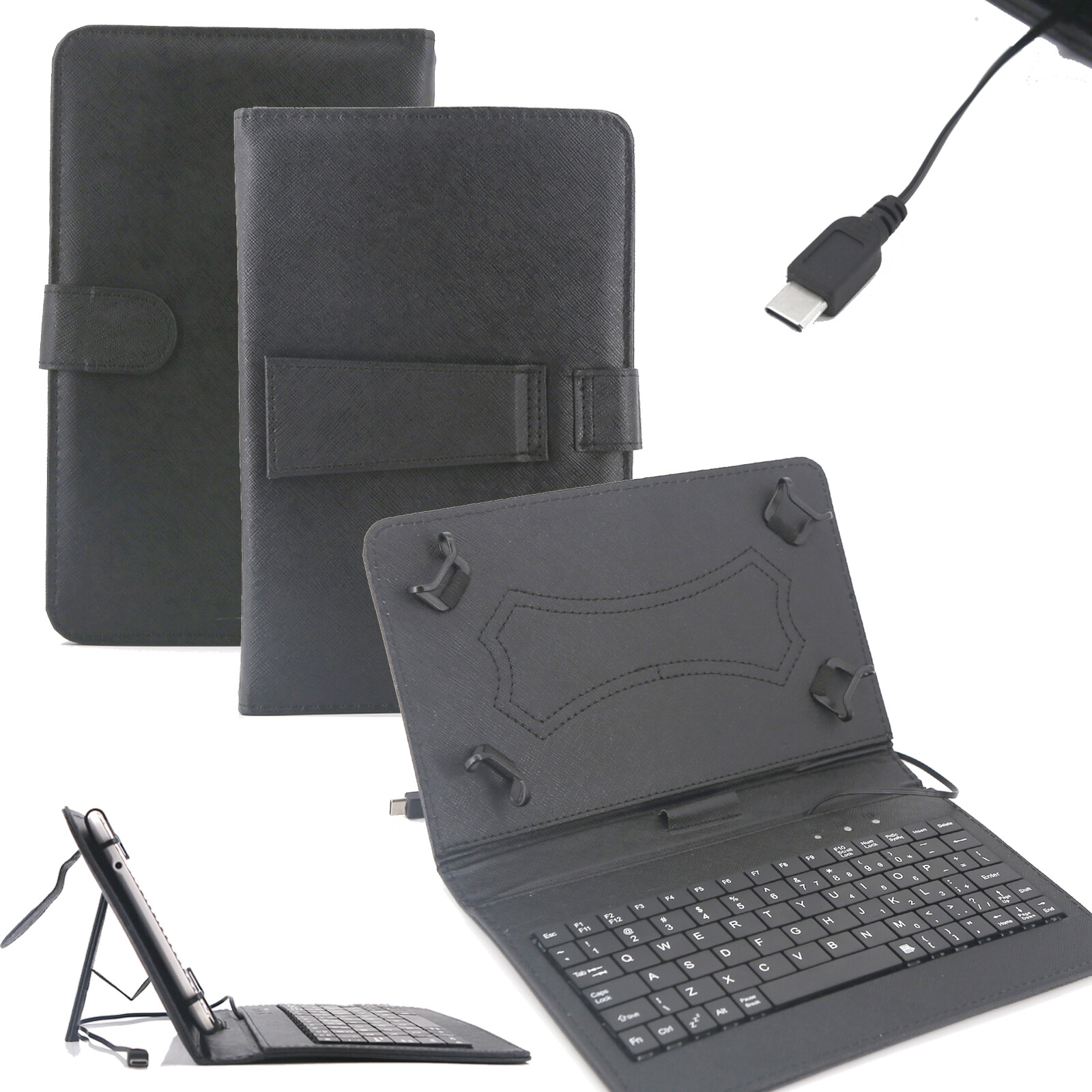 For TCL Tab 8 LE 2023 Tablet Leather Stand Case With Type C Wired Keyboard US
