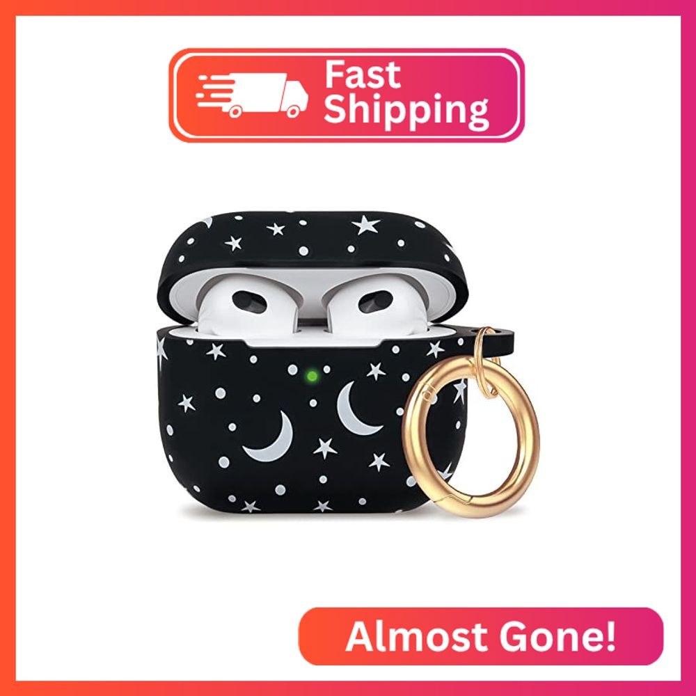 Moon Star Silicone Compatible with AirPods 3 Case 2021, Gawnock Soft Case for Co