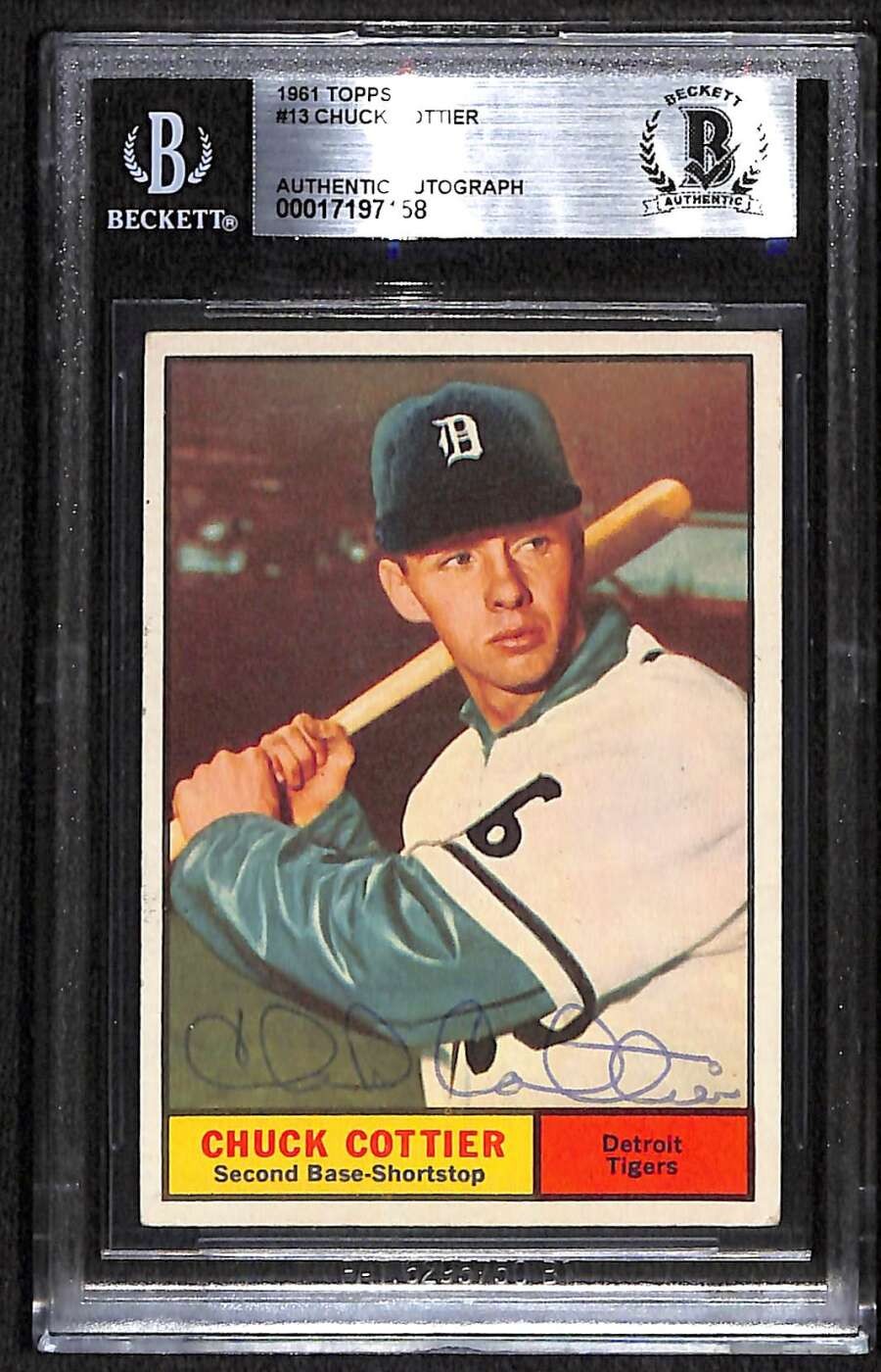 1961 Topps 13 Chuck Cottier  BGS Auto Autographed BVG Authentic C92390