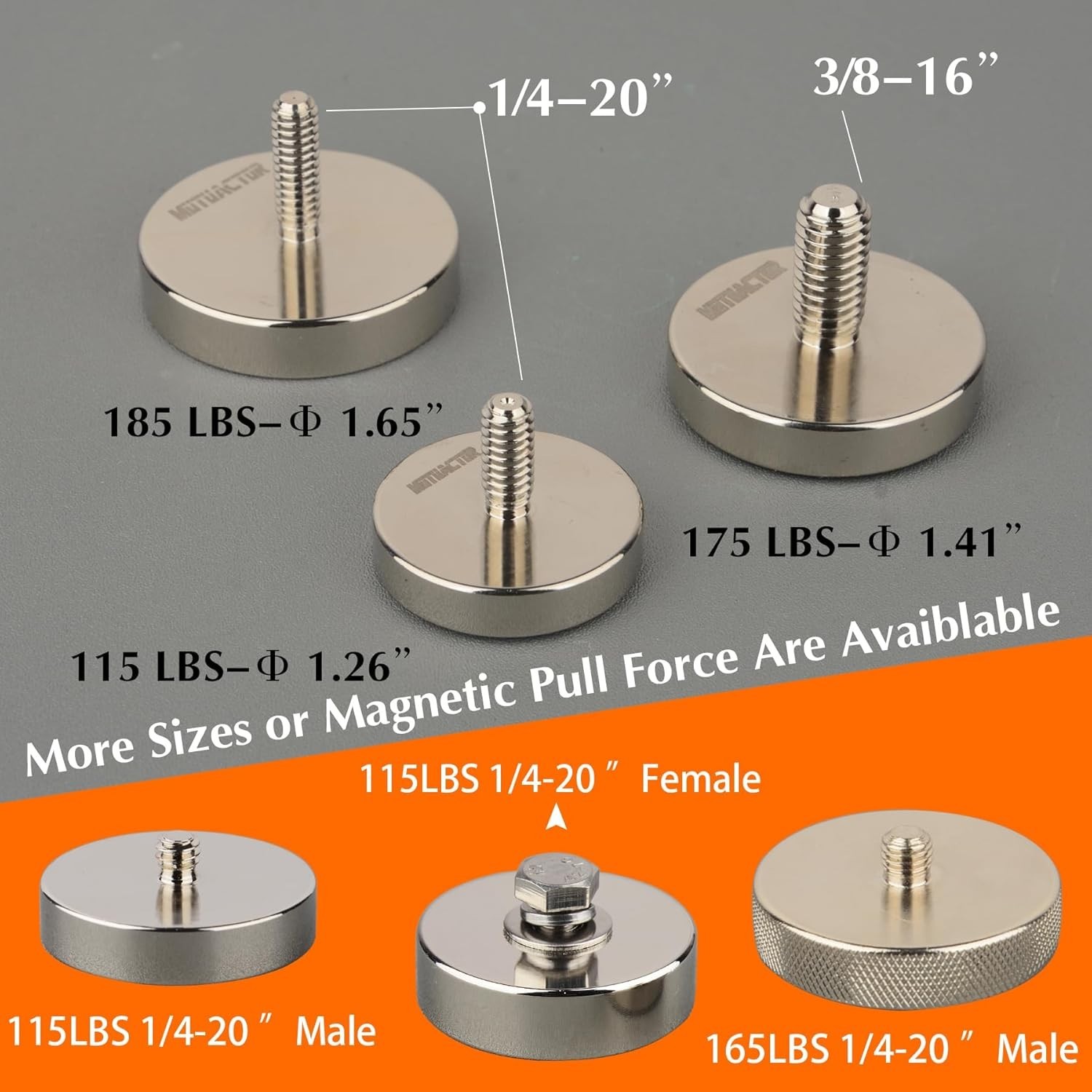 Heavy Duty Neodymium Magnets, 185lb Pull Force (2-Pack)/`