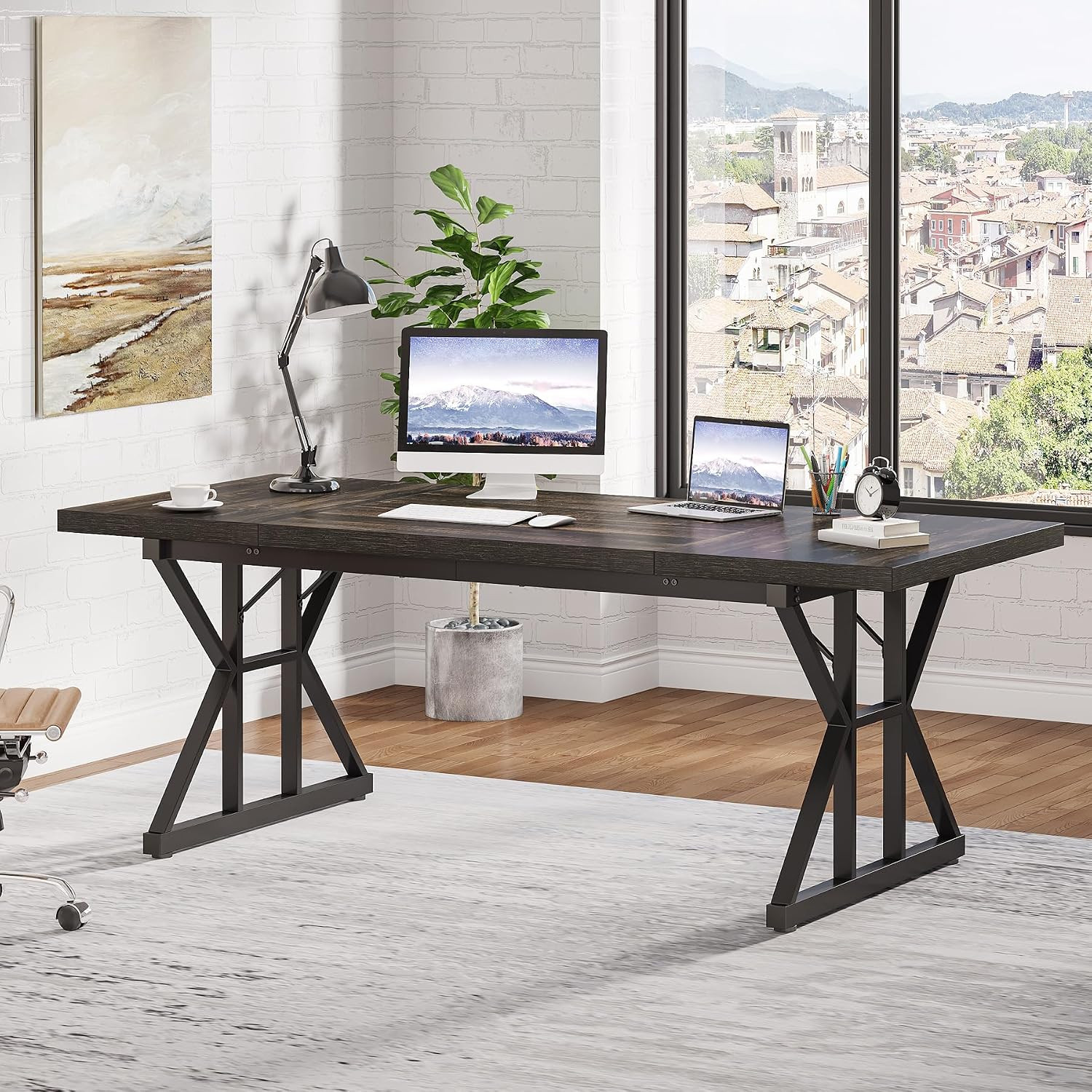 Tribesigns 70.8-Inch Executive Desk, Large Computer Office Desk Workstation, Mod