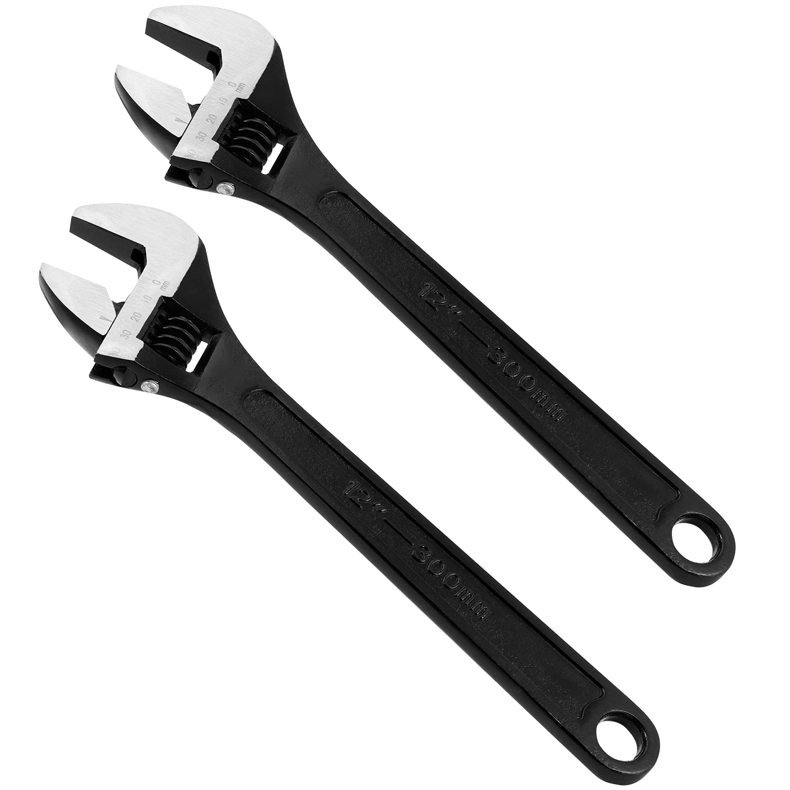 2 PCS 12 Inch Black Oxide Adjustable Wrench, Heavy Duty Shifter Movable Spann...