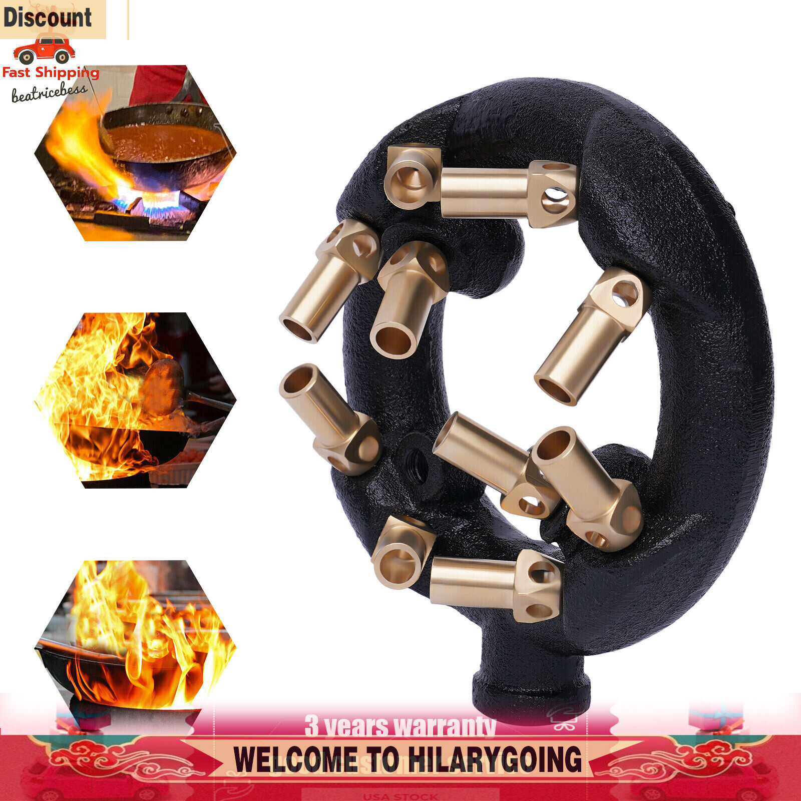 For Chinese Wok Range Pot Jet Burner with 10/20/23/32 Head of Natural Gas Intake