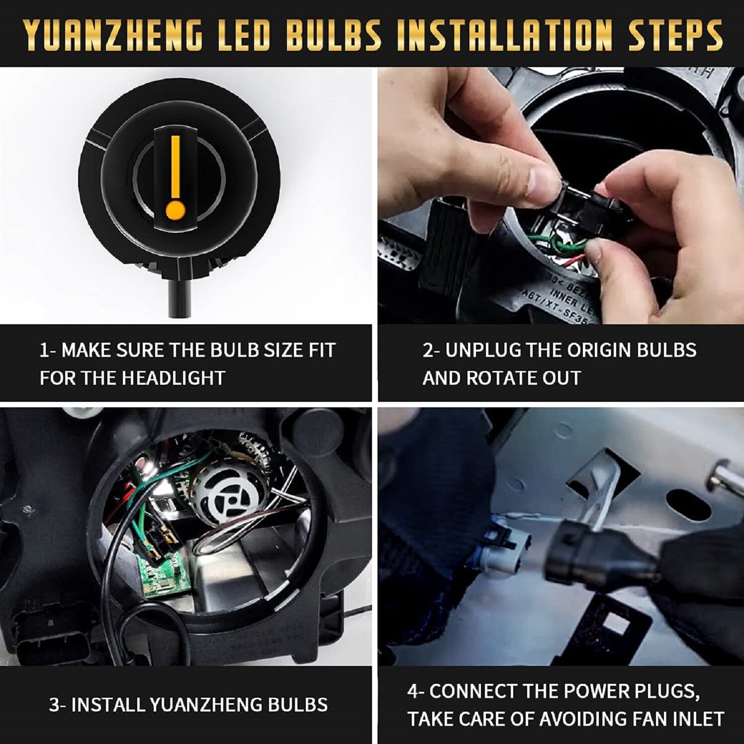 VLAND D2S D2C D2R D2H LED 2*Headlight Bulbs 6000K Hi/Lo Beam White Super Bright