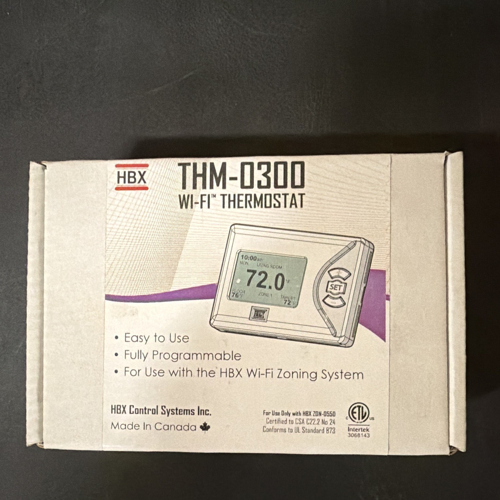 HBX THM-0300 Wi‑Fi Programmable Thermostat for HBX ZON-0550, White