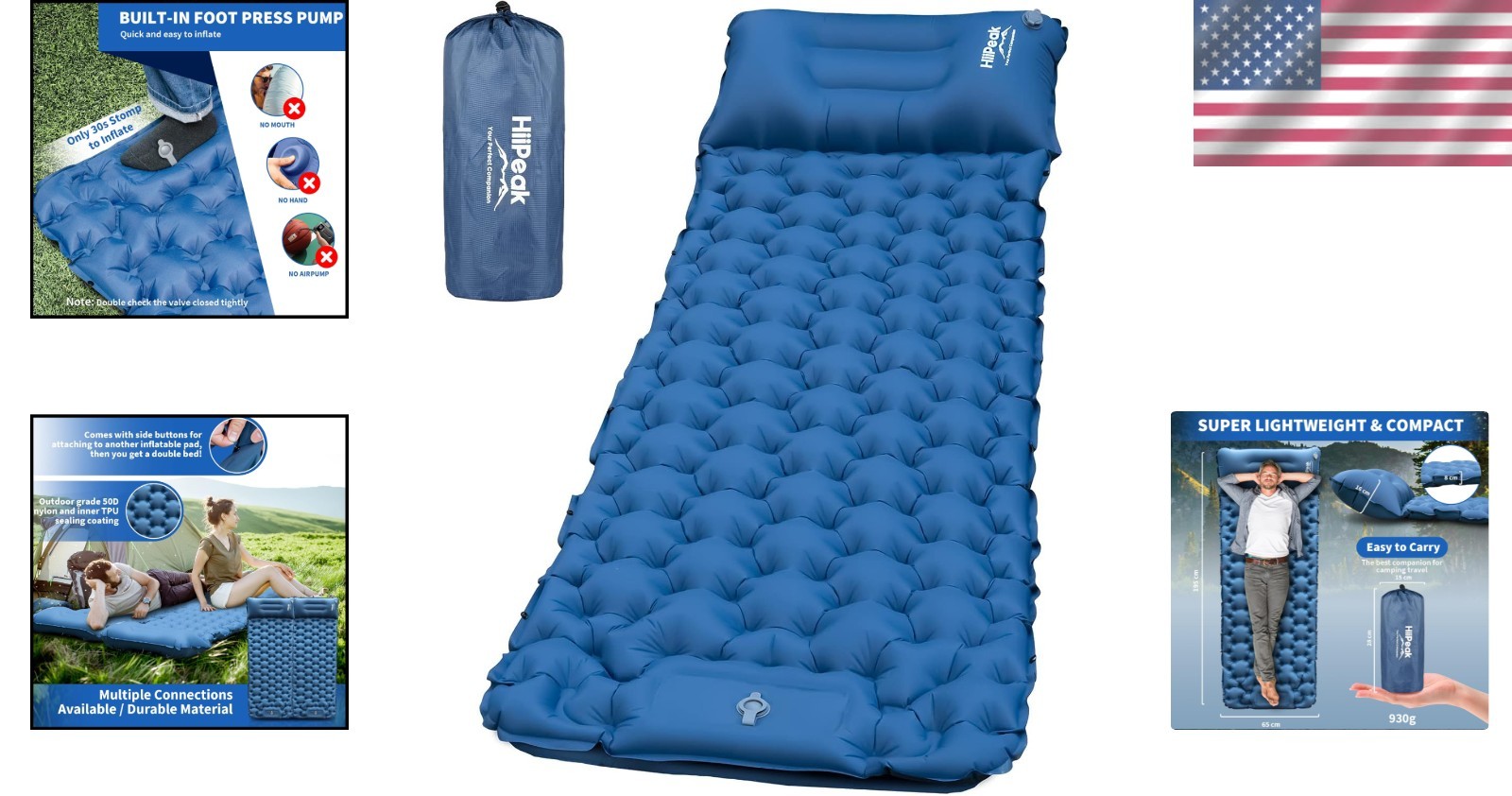 Ergonomic Inflatable Sleeping Mat with Built-in Pump - Ideal for Camping Trips