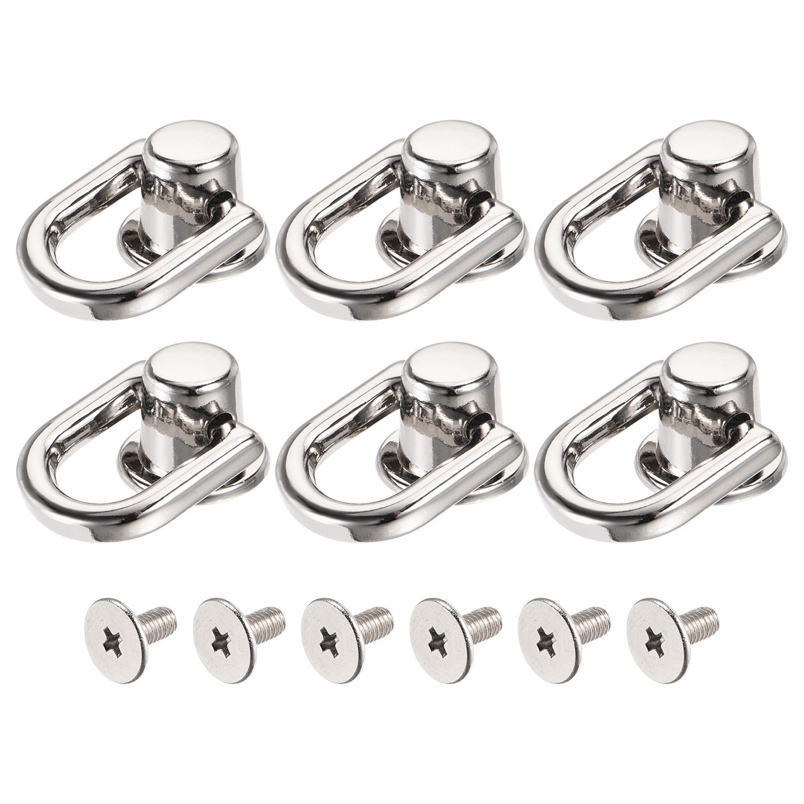 D Ring Stud Screw Ball Post Head(12mm/0.47")6Pcs, Silver Tone