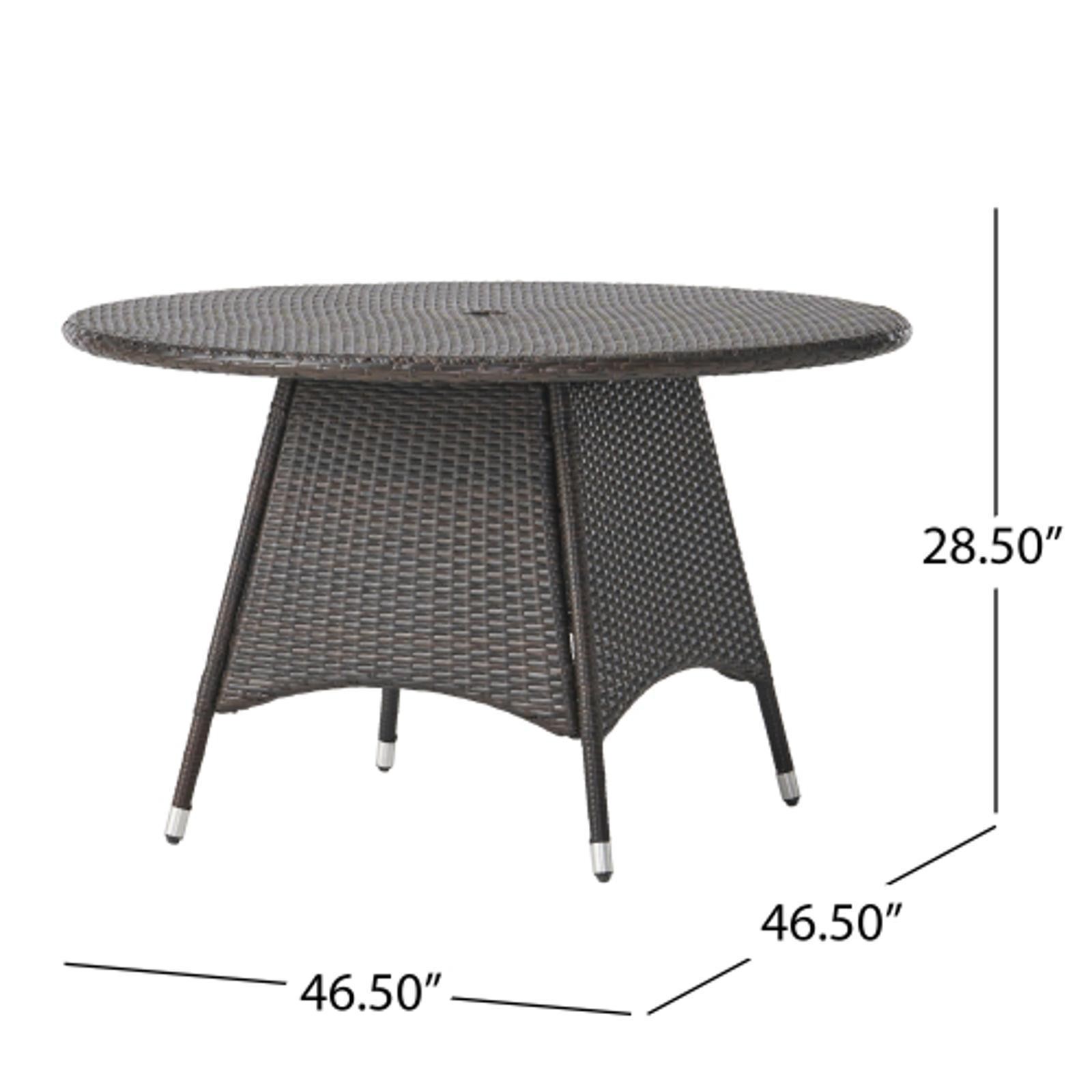 Brown Dining Table - 48” Round Table with Water-Resistant Wicker, Ideal for