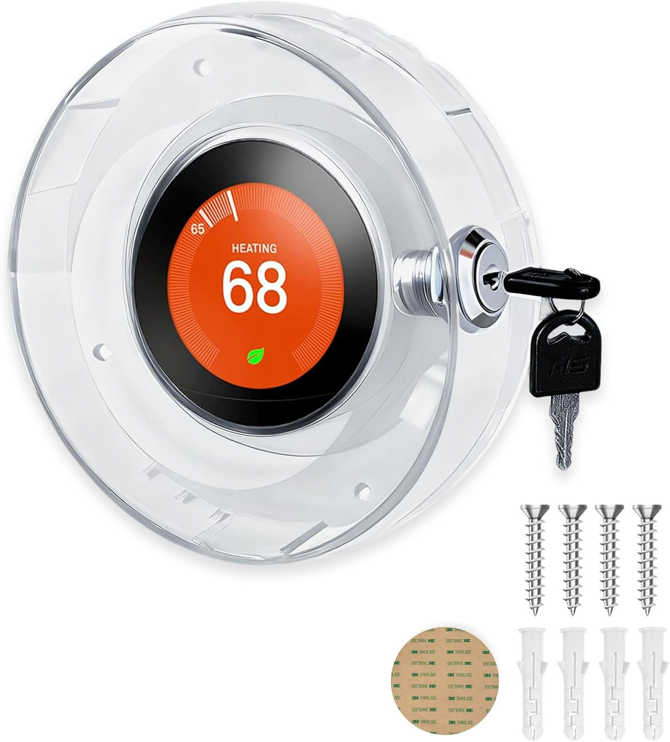 Round Thermostat Lock Case with Key, Upgraded,Thermostat Cover Universal, Thermo